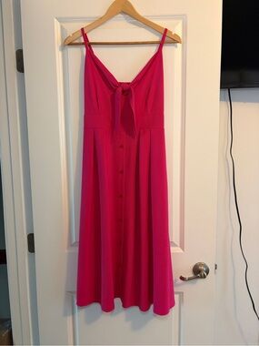 Kensie Boutique | Fuchsia Tie-Front Button Summer Spring Midi Dress